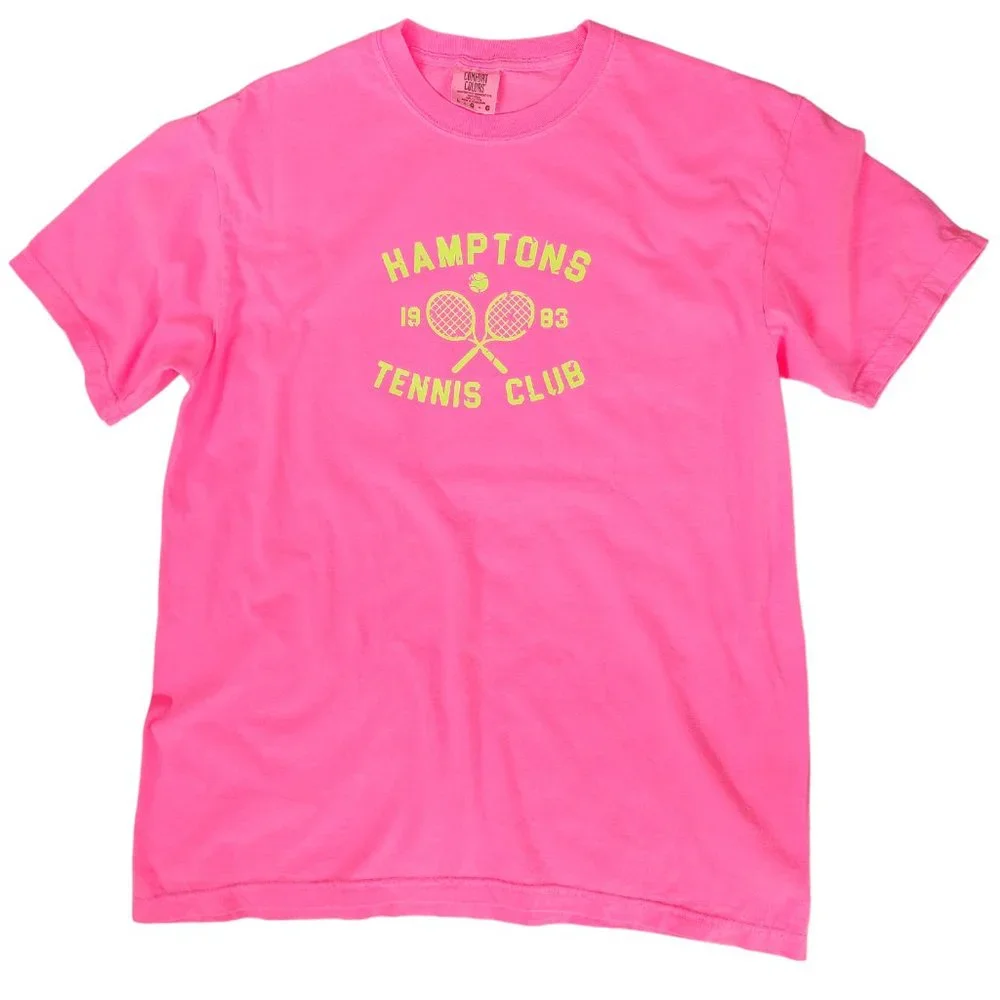 Neon Pink Hamptons Tennis Club T-Shirt - Picture 3 of 7